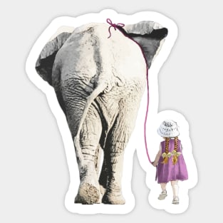 Animals lovers, a lovely story of friendship between a child and an elephant Sticker